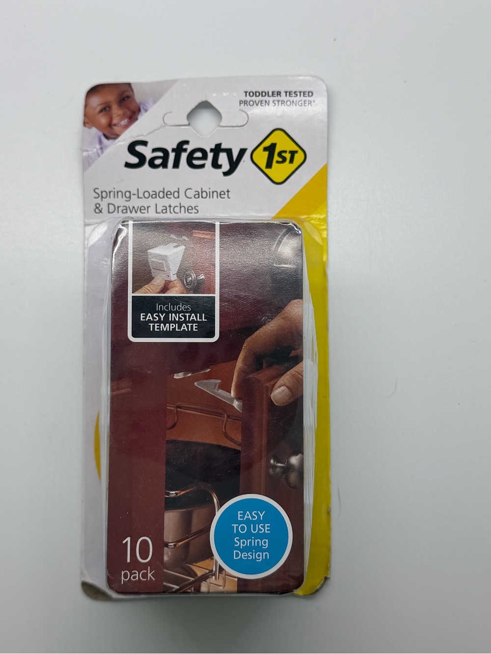 Safety 1st Spring-Loaded Cabinet & Drawer Latches - White/Yellow Packaging